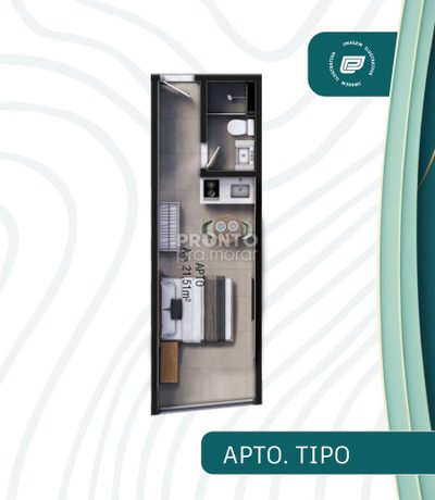 Apartamento, 1 quarto, 21 m² - Foto 2