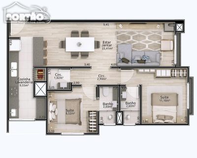 Casa, 3 quartos, 128 m² - Foto 2