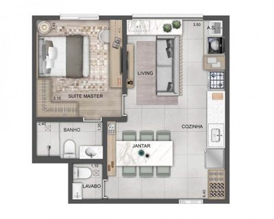 Apartamento, 1 quarto, 45 m² - Foto 4