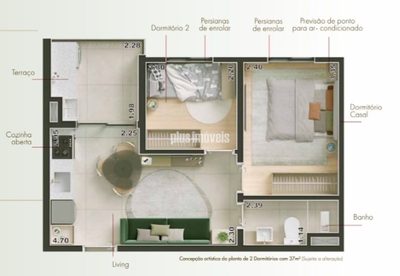 Apartamento, 2 quartos, 37 m² - Foto 3