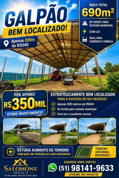 Depósito-Galpão, 300 m² - Foto 1