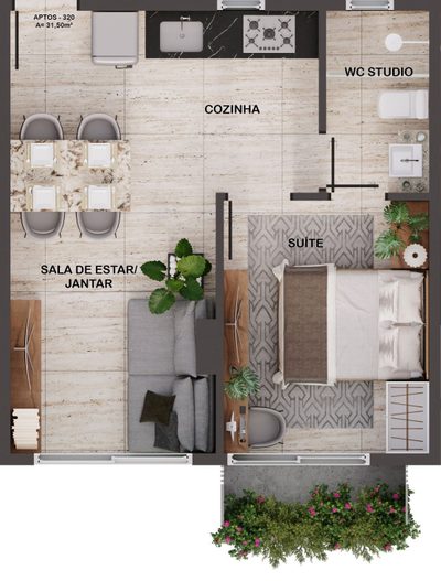 Apartamento, 1 quarto, 32 m² - Foto 2