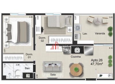 Apartamento, 2 quartos, 48 m² - Foto 2