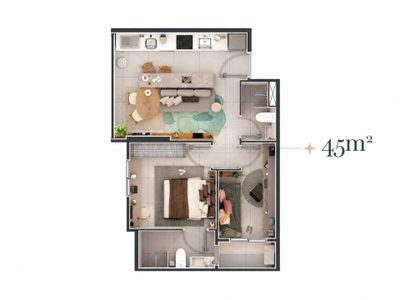 Apartamento, 2 quartos, 45 m² - Foto 1