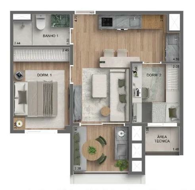 Apartamento, 2 quartos, 45 m² - Foto 5