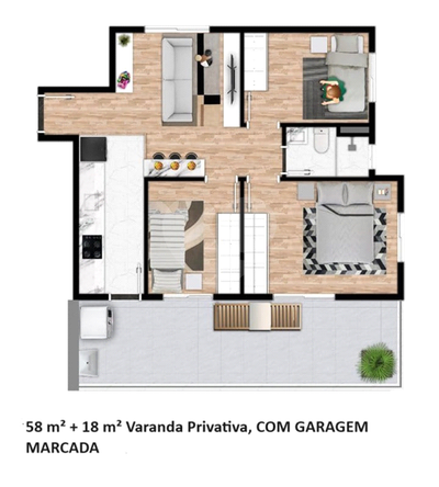 Apartamento, 3 quartos, 58 m² - Foto 2