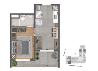 Apartamento, 1 quarto, 28 m² - Foto 3