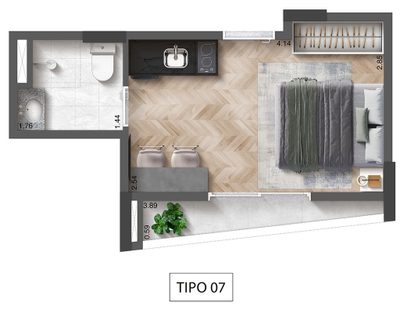 Apartamento, 1 quarto, 49 m² - Foto 1