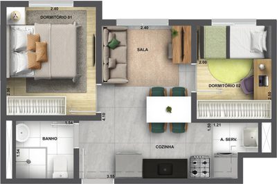 Apartamento, 2 quartos, 42 m² - Foto 5