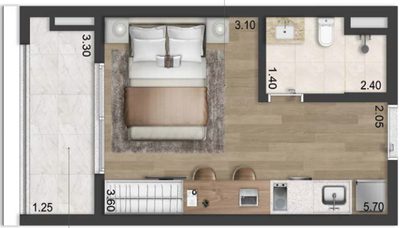Apartamento, 1 quarto, 33 m² - Foto 3