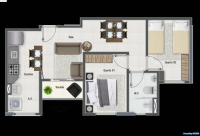 Apartamento, 2 quartos, 53 m² - Foto 3