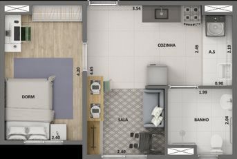 Apartamento, 2 quartos, 42 m² - Foto 3