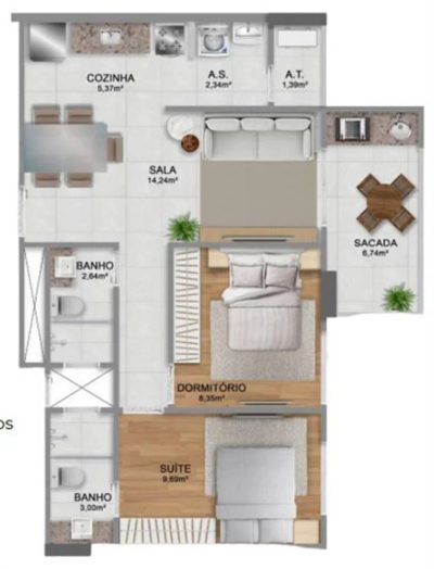 Apartamento, 2 quartos, 64 m² - Foto 4