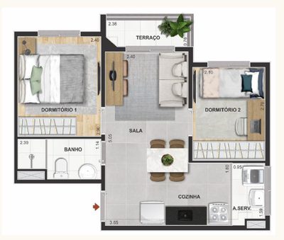 Apartamento, 2 quartos, 37 m² - Foto 2