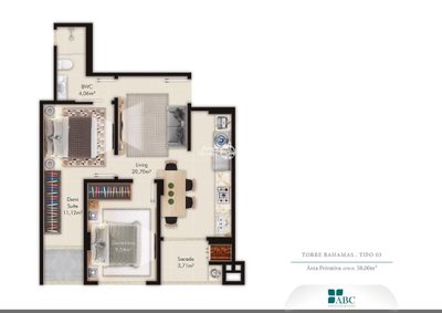 Apartamento, 2 quartos, 60 m² - Foto 2