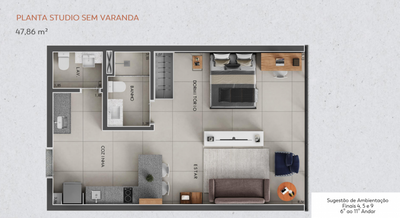 Apartamento, 1 quarto, 47 m² - Foto 3
