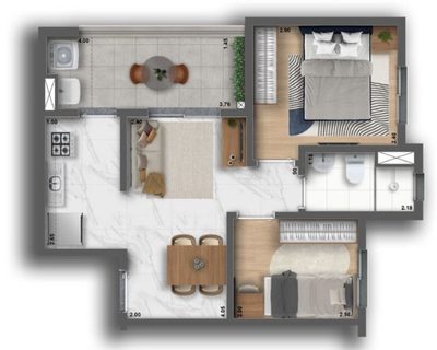 Apartamento, 2 quartos, 39 m² - Foto 1