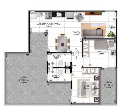 Apartamento, 2 quartos, 51 m² - Foto 3