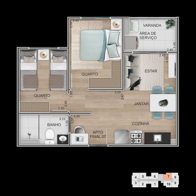 Apartamento, 2 quartos, 45 m² - Foto 5