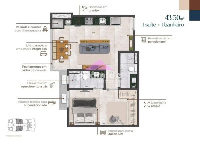 Apartamento, 1 quarto, 43 m² - Foto 3