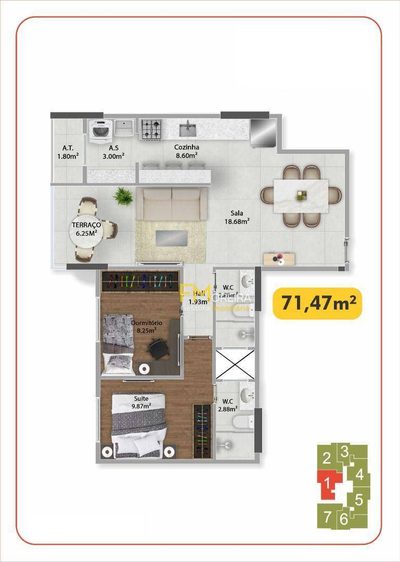 Apartamento, 2 quartos, 71 m² - Foto 2