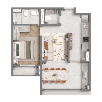 Apartamento, 1 quarto, 48 m² - Foto 3