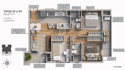 Apartamento, 3 quartos, 60 m² - Foto 5