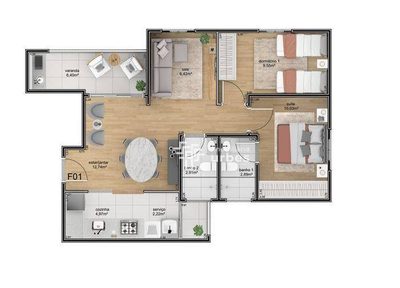 Apartamento, 3 quartos, 70 m² - Foto 1