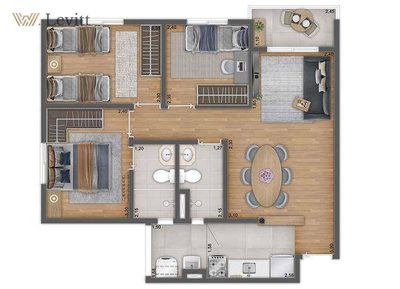 Apartamento, 3 quartos, 60 m² - Foto 2