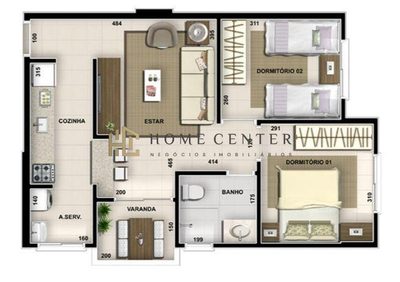 Apartamento, 2 quartos, 55 m² - Foto 2