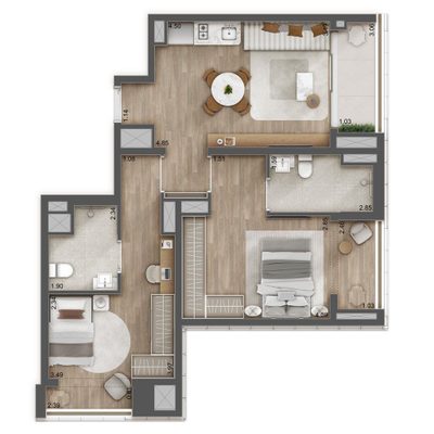 Apartamento, 2 quartos, 93 m² - Foto 3