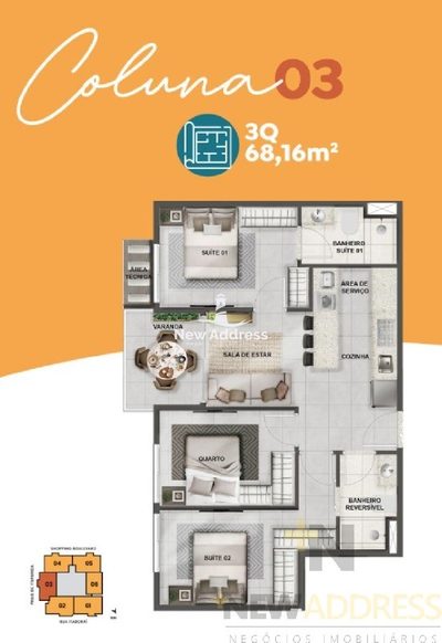 Apartamento, 3 quartos, 68 m² - Foto 2