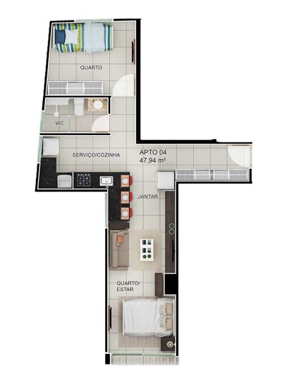Apartamento, 2 quartos, 47 m² - Foto 3