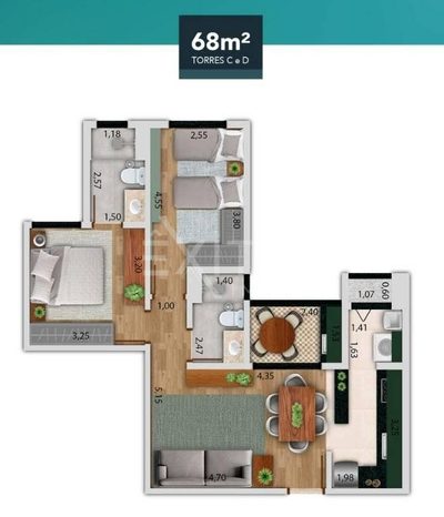 Apartamento, 2 quartos, 68 m² - Foto 1