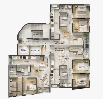 Apartamento, 2 quartos, 56 m² - Foto 4