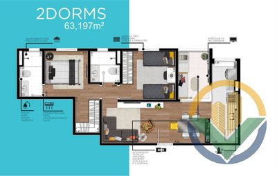 Apartamento, 2 quartos, 63197 m² - Foto 3