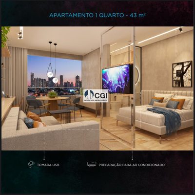 Apartamento, 1 quarto, 43 m² - Foto 1