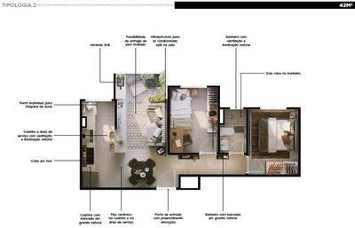 Apartamento, 2 quartos, 45 m² - Foto 3