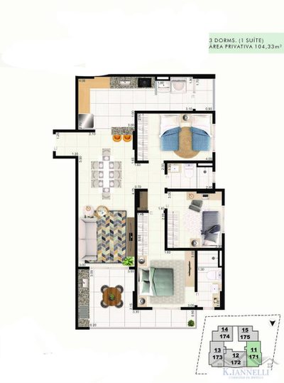 Apartamento, 3 quartos, 100 m² - Foto 2