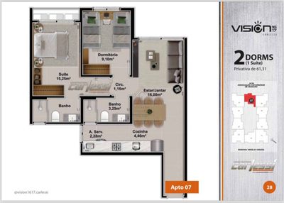 Apartamento, 2 quartos, 61 m² - Foto 3