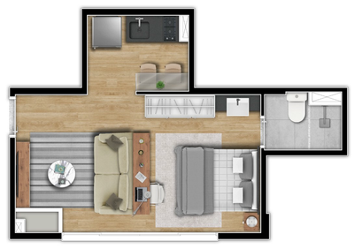 Apartamento, 1 quarto, 26 m² - Foto 2
