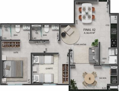 Apartamento, 2 quartos, 67 m² - Foto 2