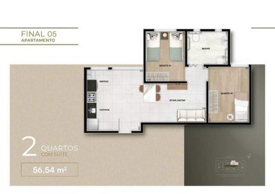 Apartamento, 2 quartos, 56 m² - Foto 3
