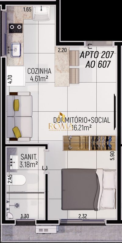 Apartamento, 1 quarto, 30 m² - Foto 2