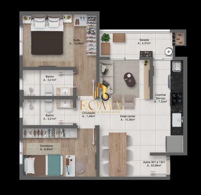 Apartamento, 2 quartos, 63 m² - Foto 4
