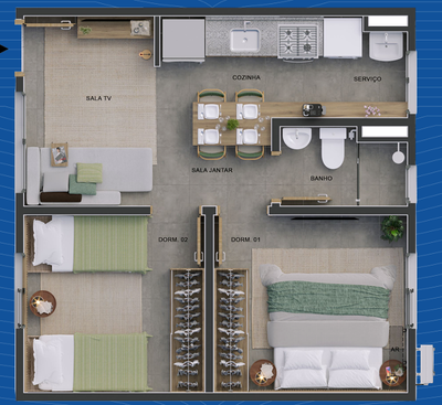 Apartamento, 2 quartos, 39 m² - Foto 2