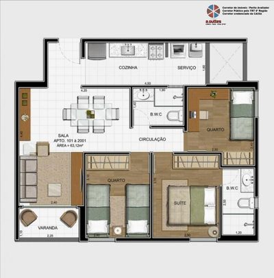 Apartamento, 3 quartos, 60 m² - Foto 2