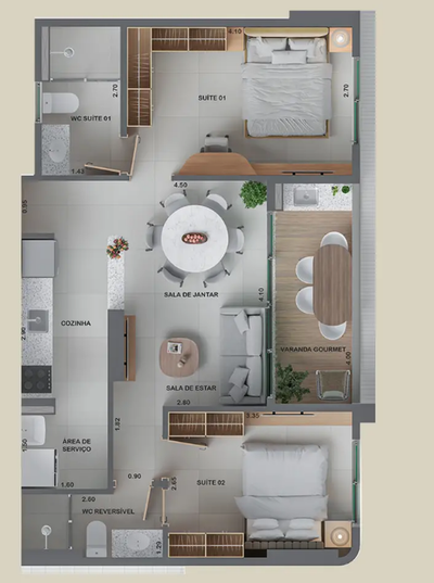 Apartamento, 2 quartos, 61 m² - Foto 3
