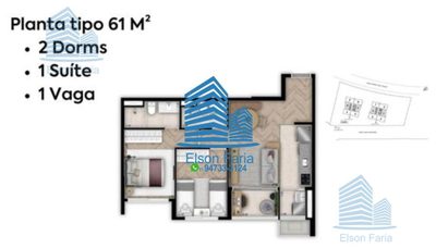 Apartamento, 2 quartos, 61 m² - Foto 3