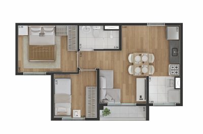 Apartamento, 2 quartos, 44 m² - Foto 2